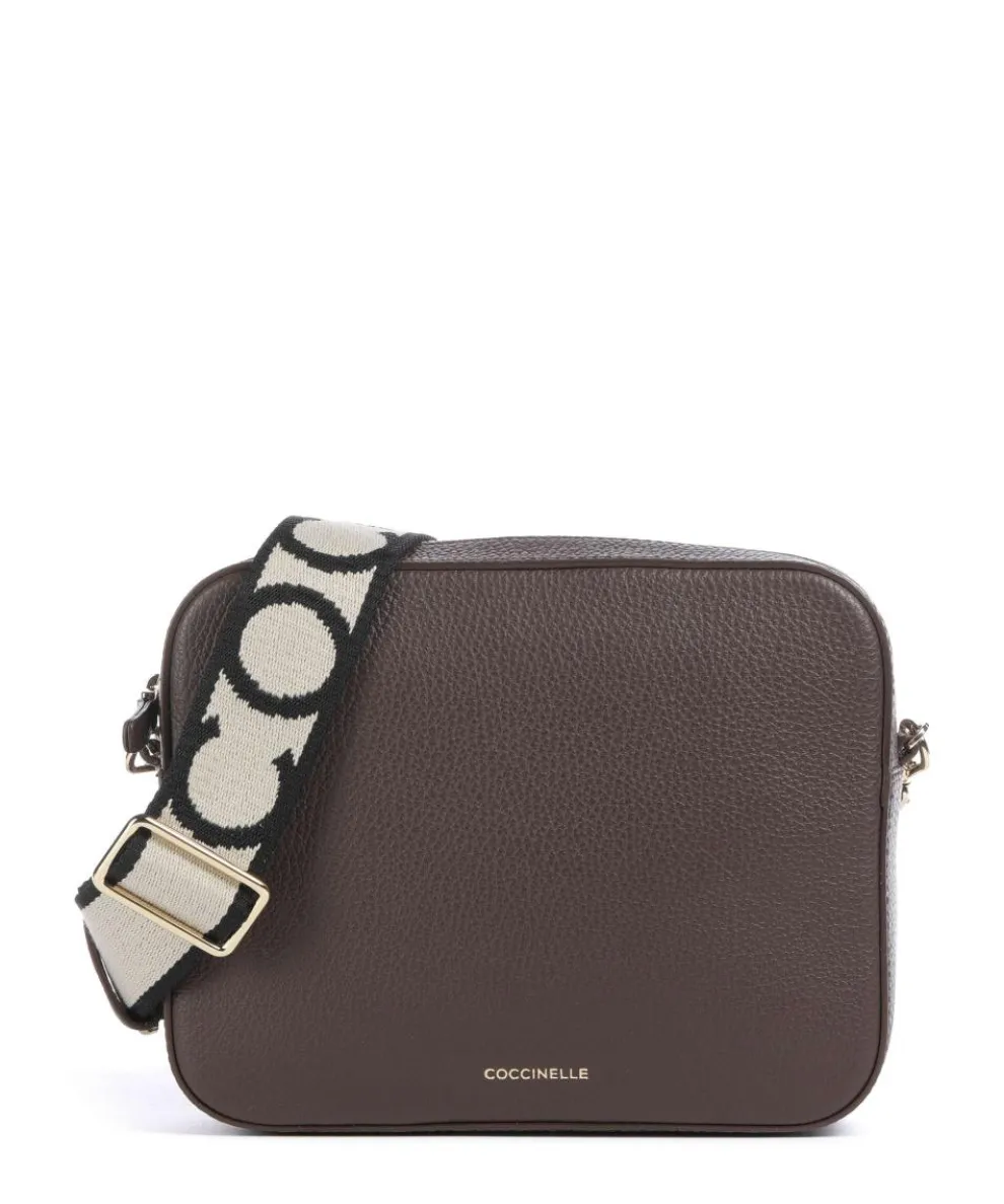 Tebe Umhängetasche genarbtes Leder dunkelbraun