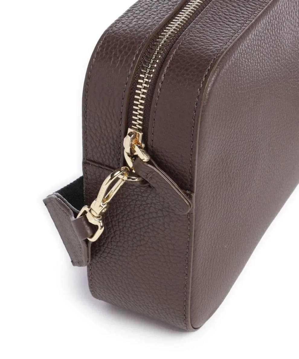 Tebe Umhängetasche genarbtes Leder dunkelbraun