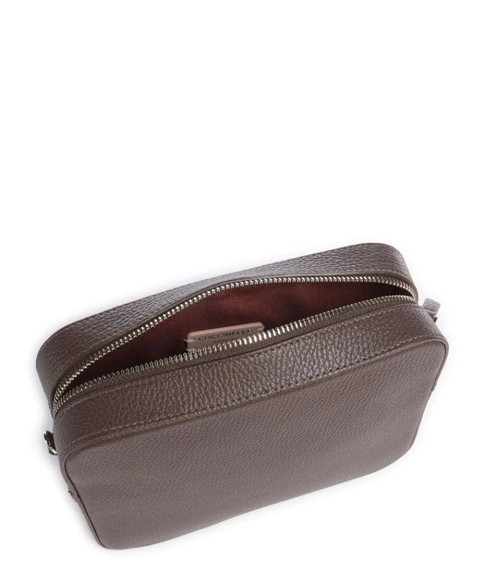 Tebe Umhängetasche genarbtes Leder dunkelbraun