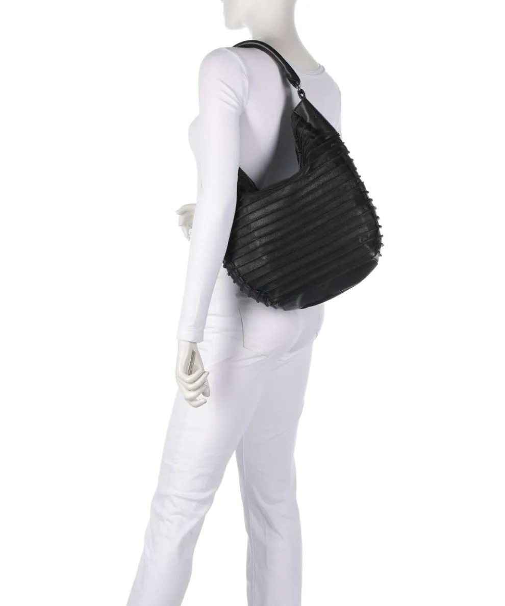 Bestseller Beuteltasche genarbtes Leder schwarz