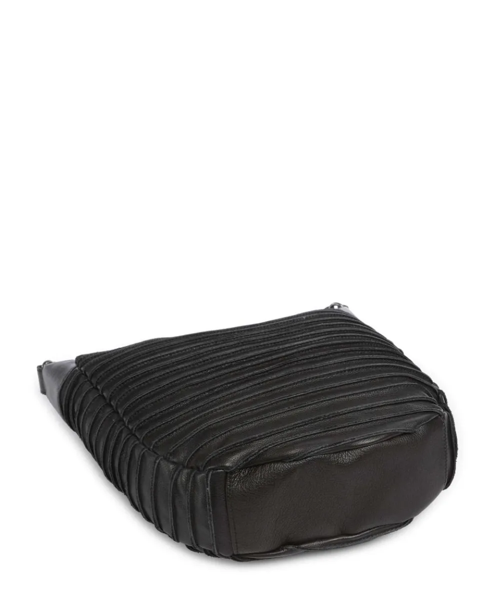 Bestseller Beuteltasche genarbtes Leder schwarz