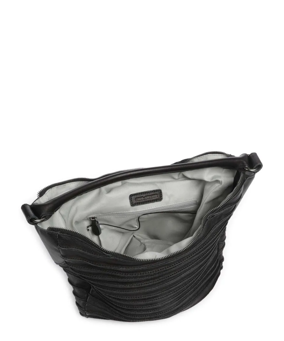 Bestseller Beuteltasche genarbtes Leder schwarz