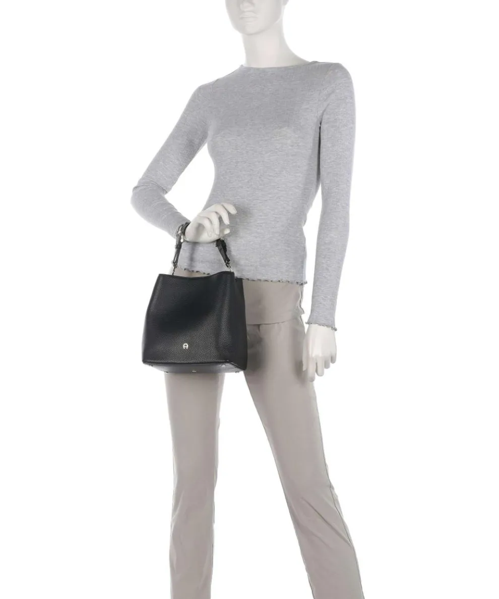 Delia S Bucket bag genarbtes Rindsleder schwarz