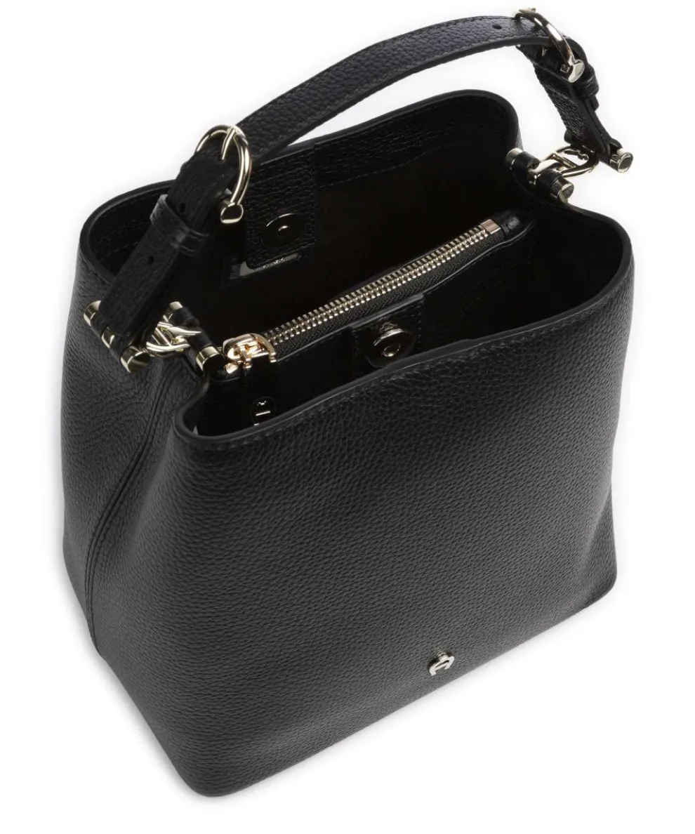 Delia S Bucket bag genarbtes Rindsleder schwarz