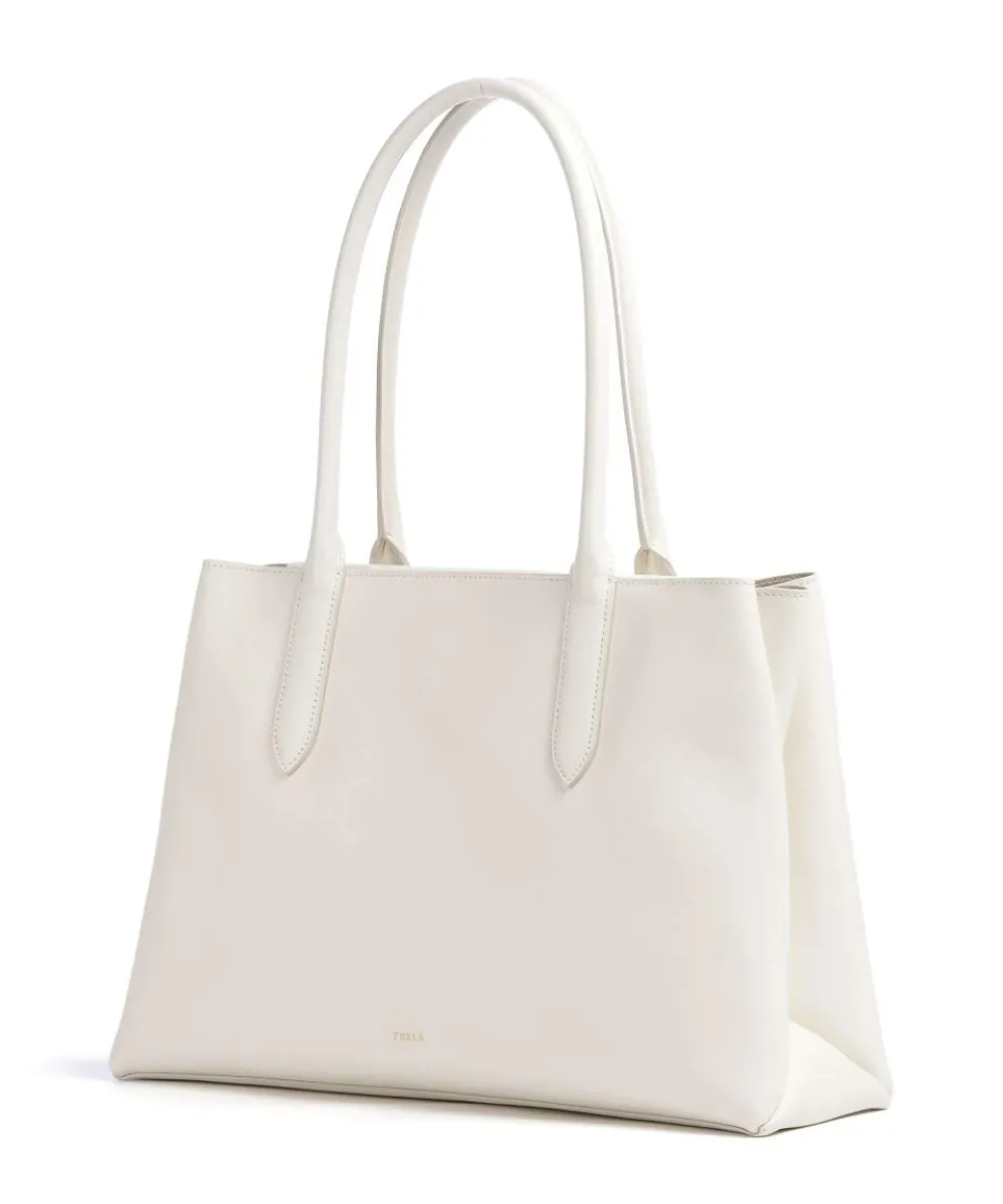 Meridiana L Shopper fein genarbtes Leder weiß