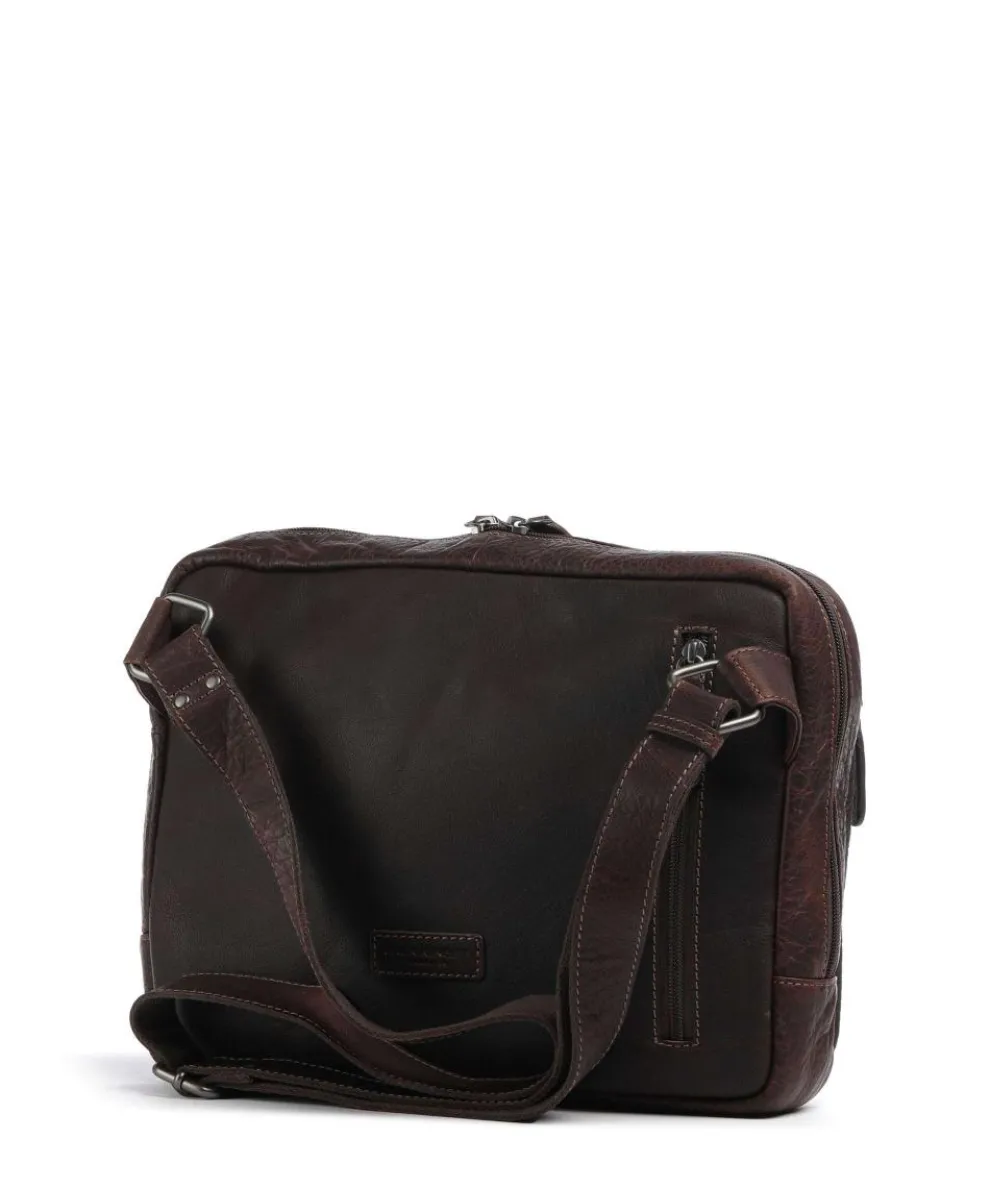 Porto 11 Umhängetasche genarbtes Leder dunkelbraun
