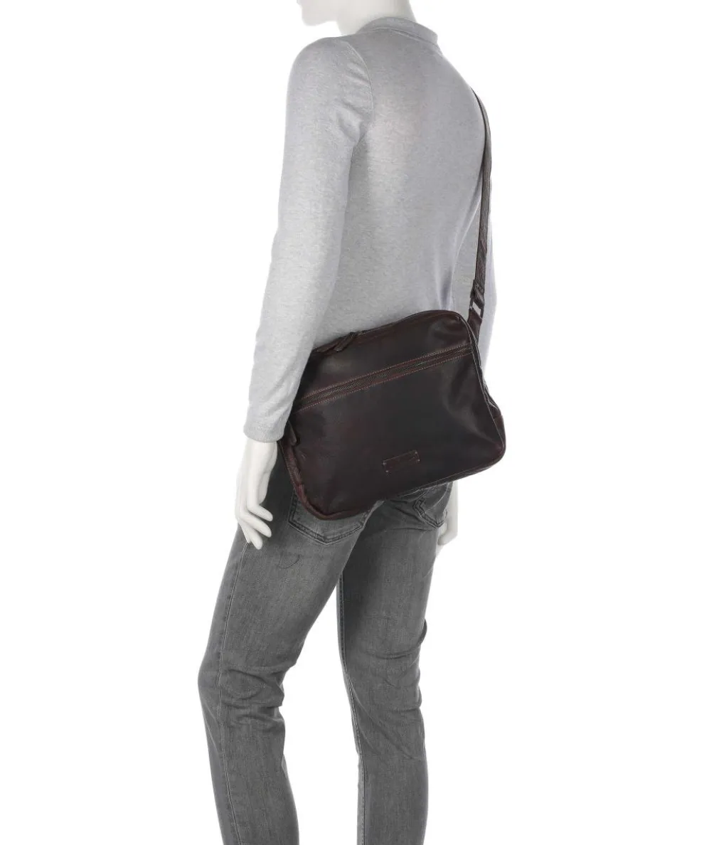 Porto 11 Umhängetasche genarbtes Leder dunkelbraun