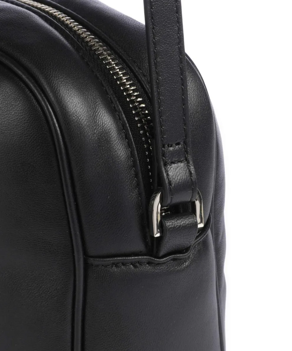 Umhängetasche fein genarbtes Leder schwarz