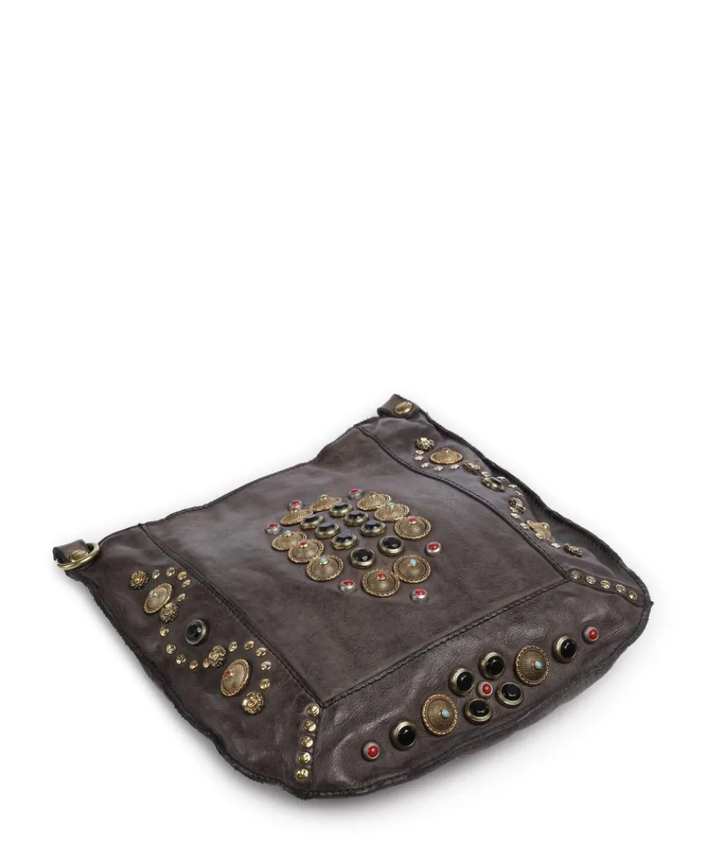 Umhängetasche fein genarbtes Rindsleder dunkelgrau