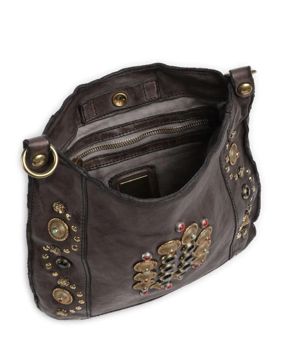 Umhängetasche fein genarbtes Rindsleder dunkelgrau