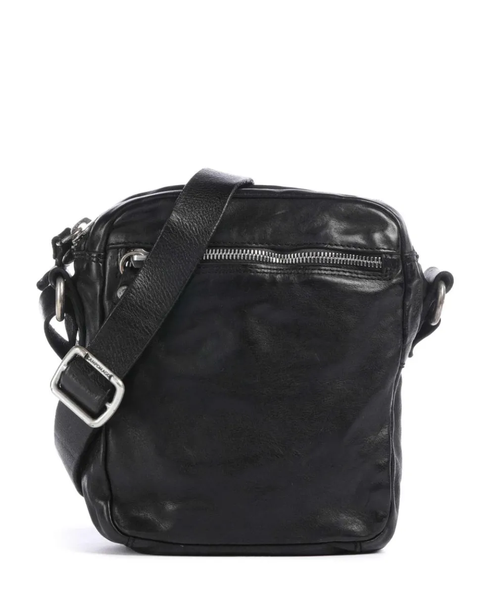 Umhängetasche fein genarbtes Rindsleder schwarz