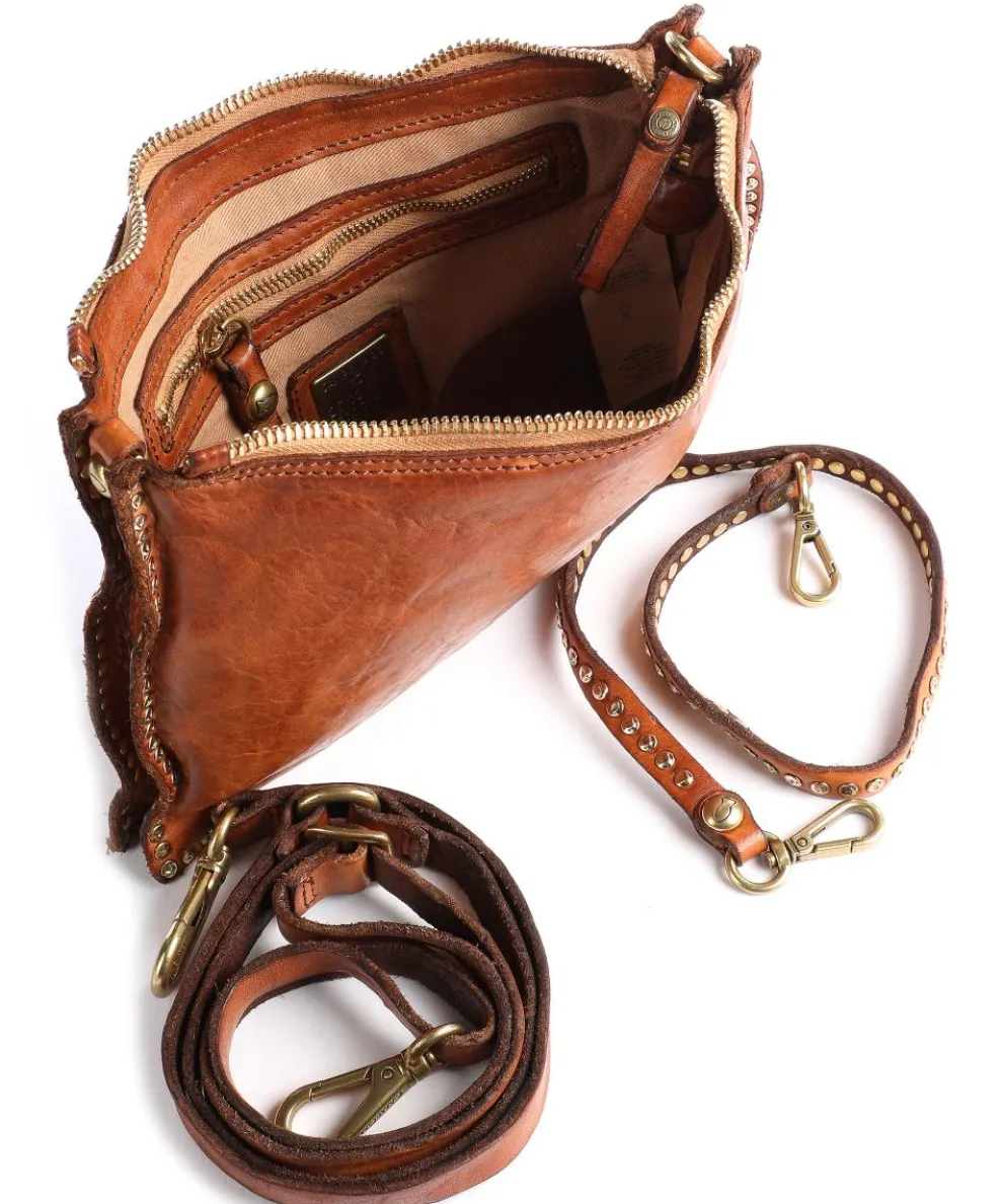 Umhängetasche fein genarbtes Leder cognac