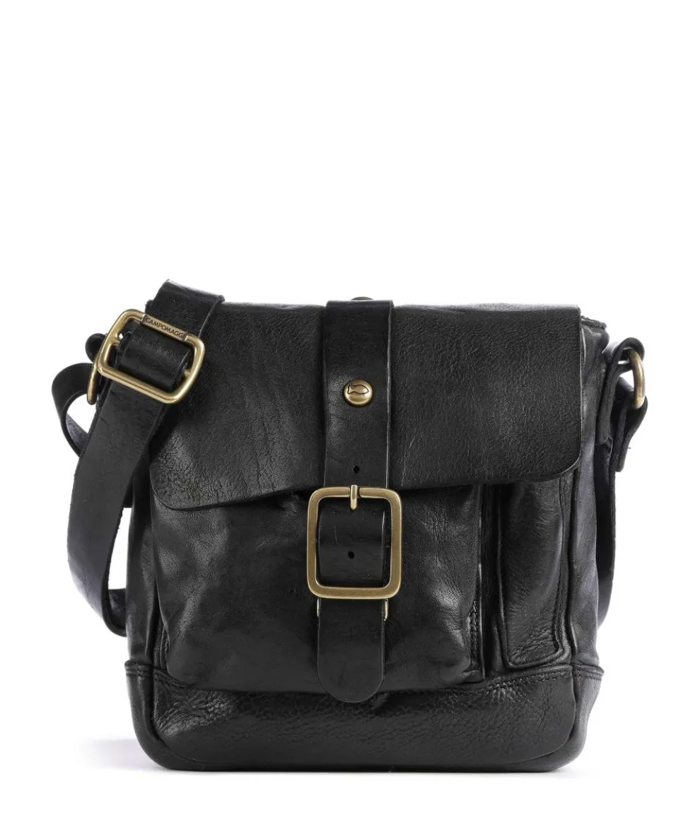 Umhängetasche genarbtes Rindsleder schwarz