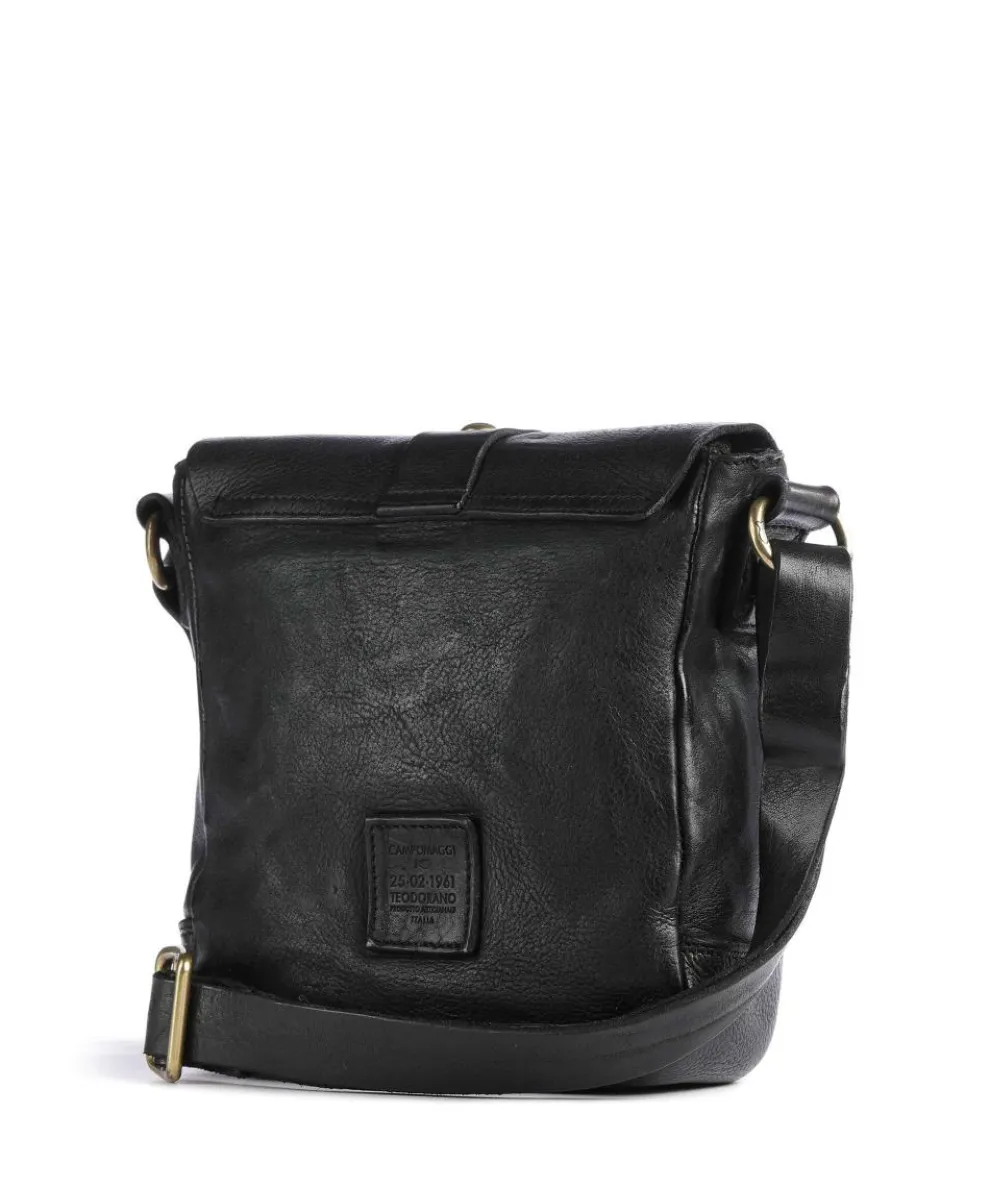 Umhängetasche genarbtes Rindsleder schwarz