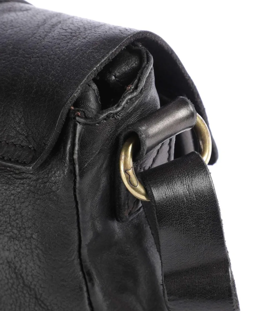 Umhängetasche genarbtes Rindsleder schwarz