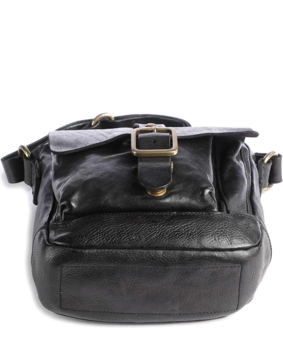 Umhängetasche genarbtes Rindsleder schwarz