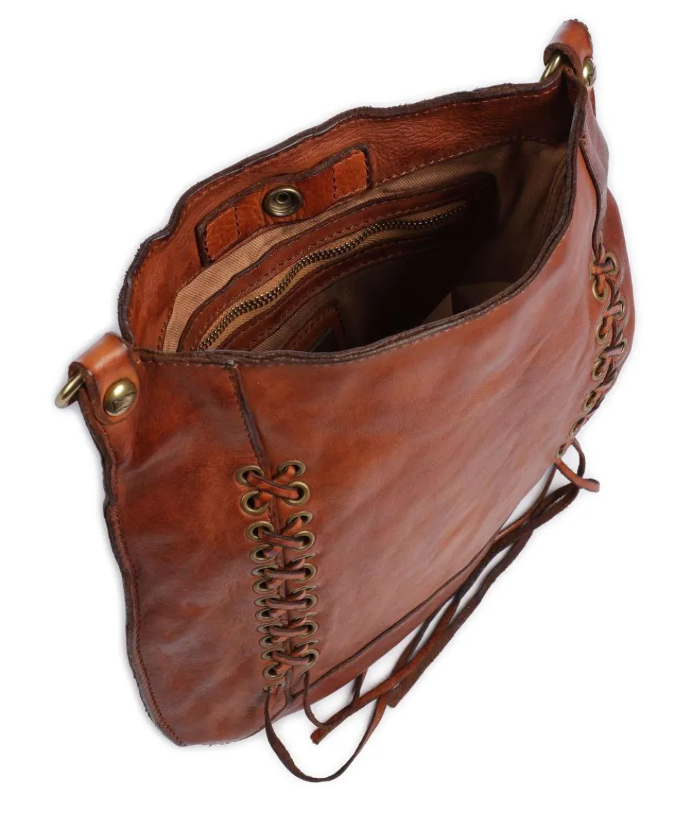 Umhängetasche genarbtes Rindsleder cognac