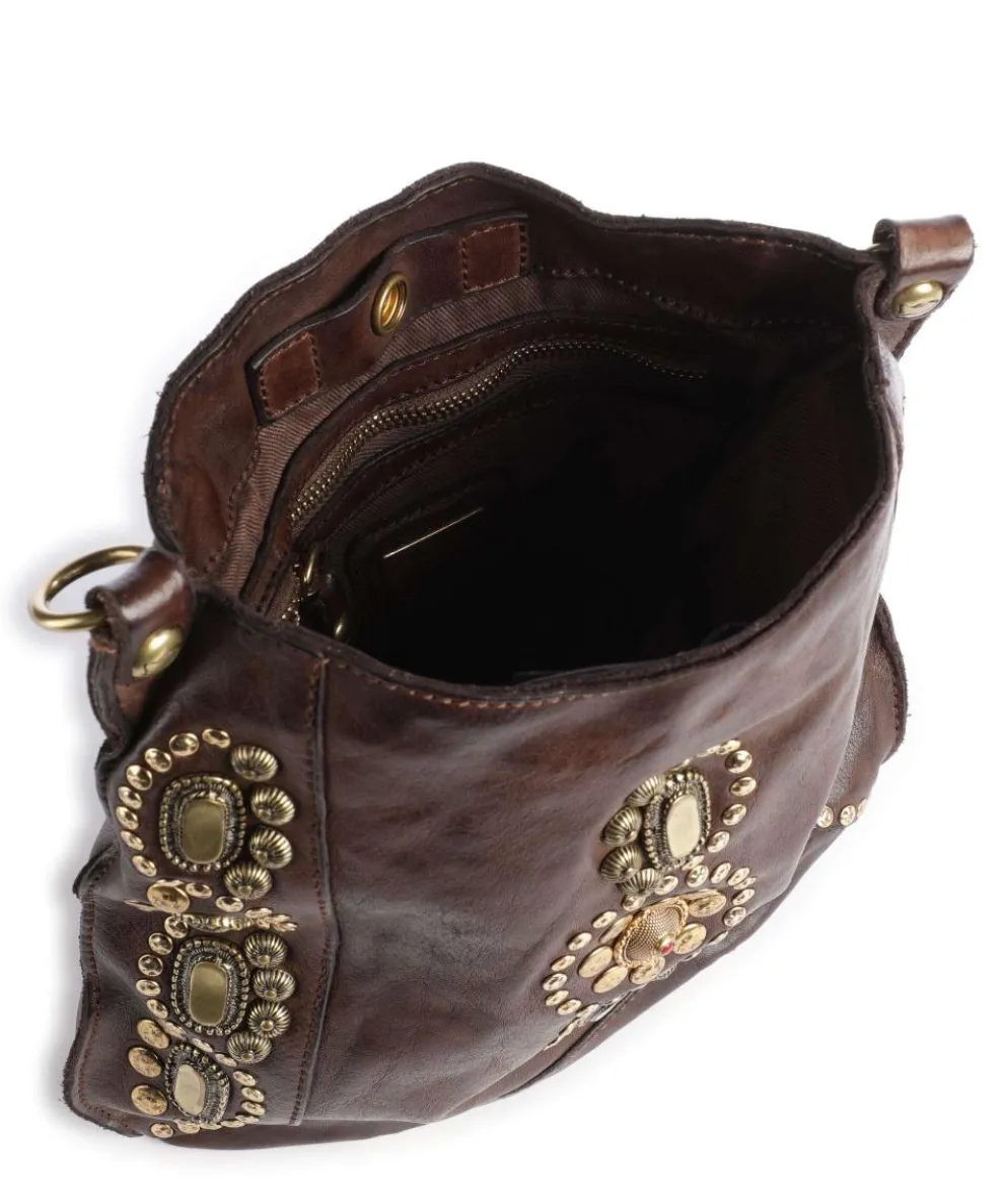 Umhängetasche genarbtes Rindsleder dunkelbraun