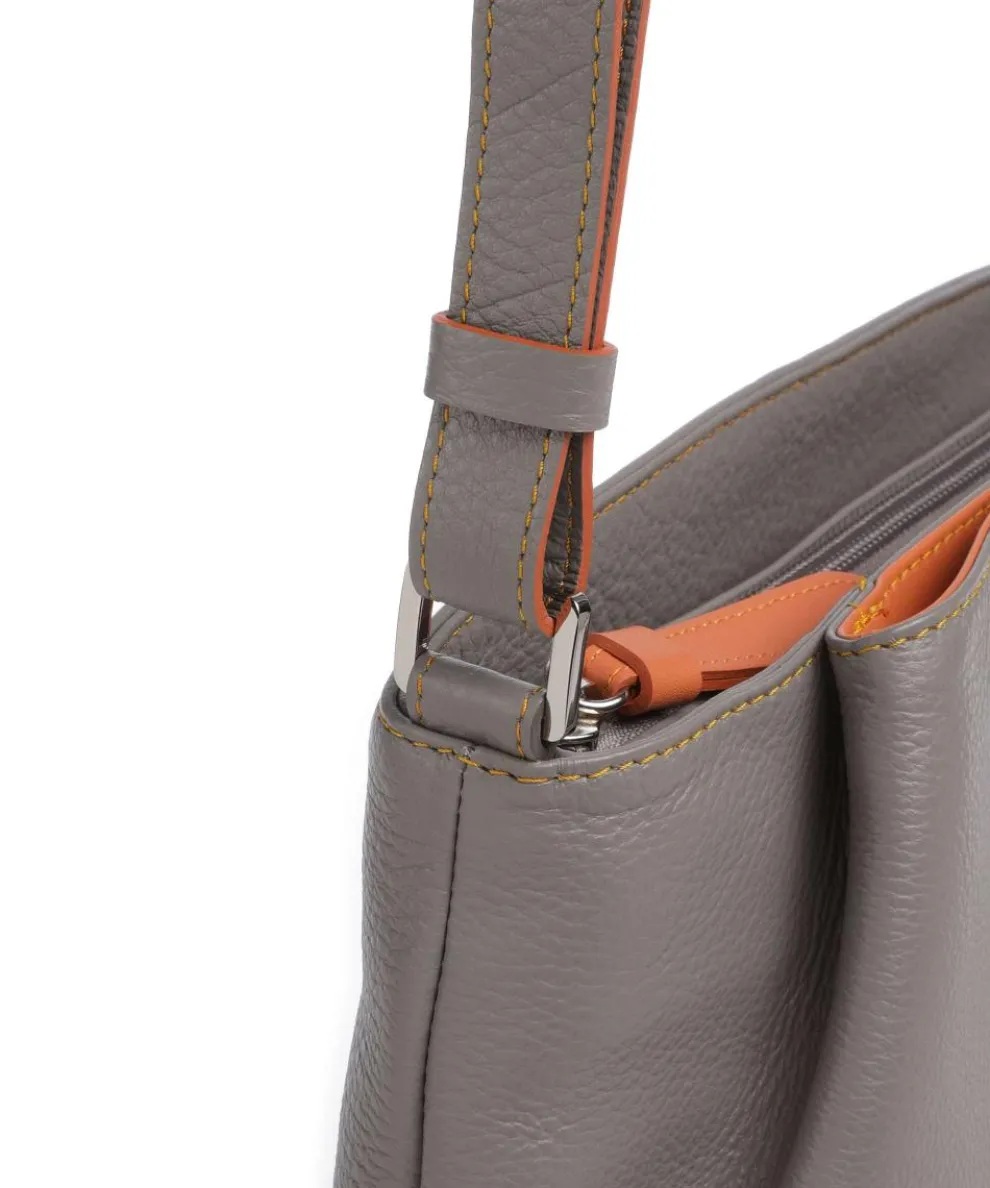 Umhängetasche genarbtes Rindsleder grau