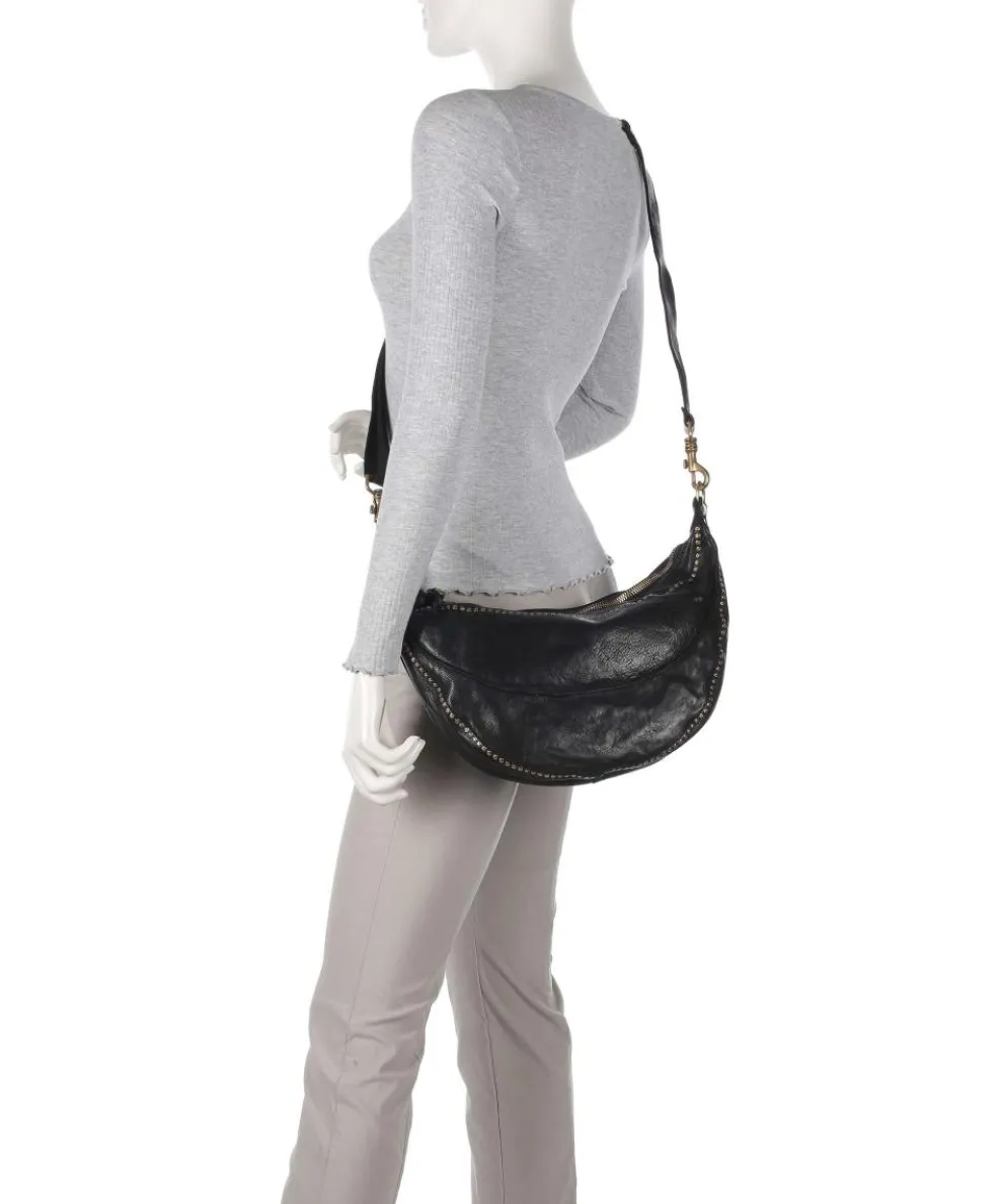 Umhängetasche genarbtes Rindsleder schwarz