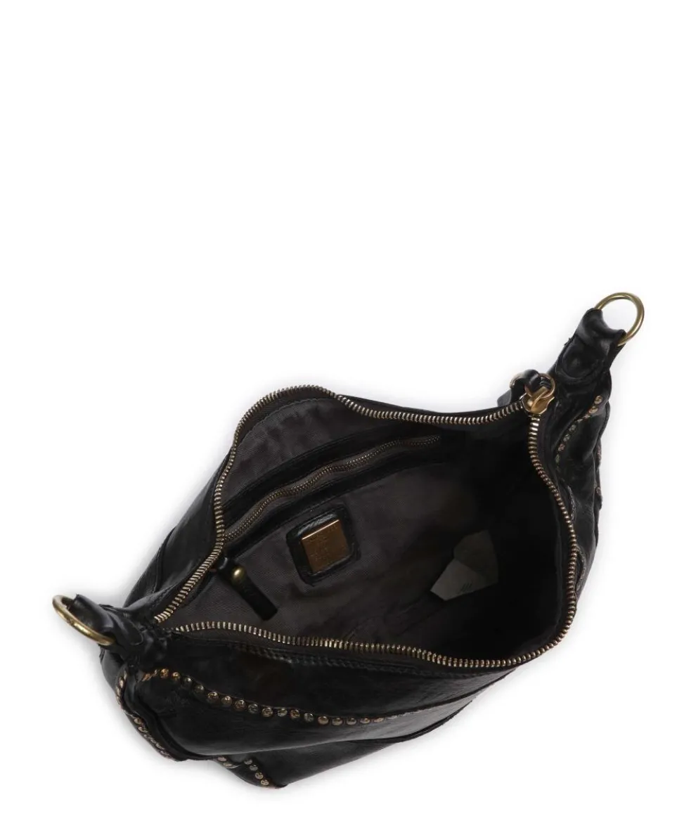 Umhängetasche genarbtes Rindsleder schwarz