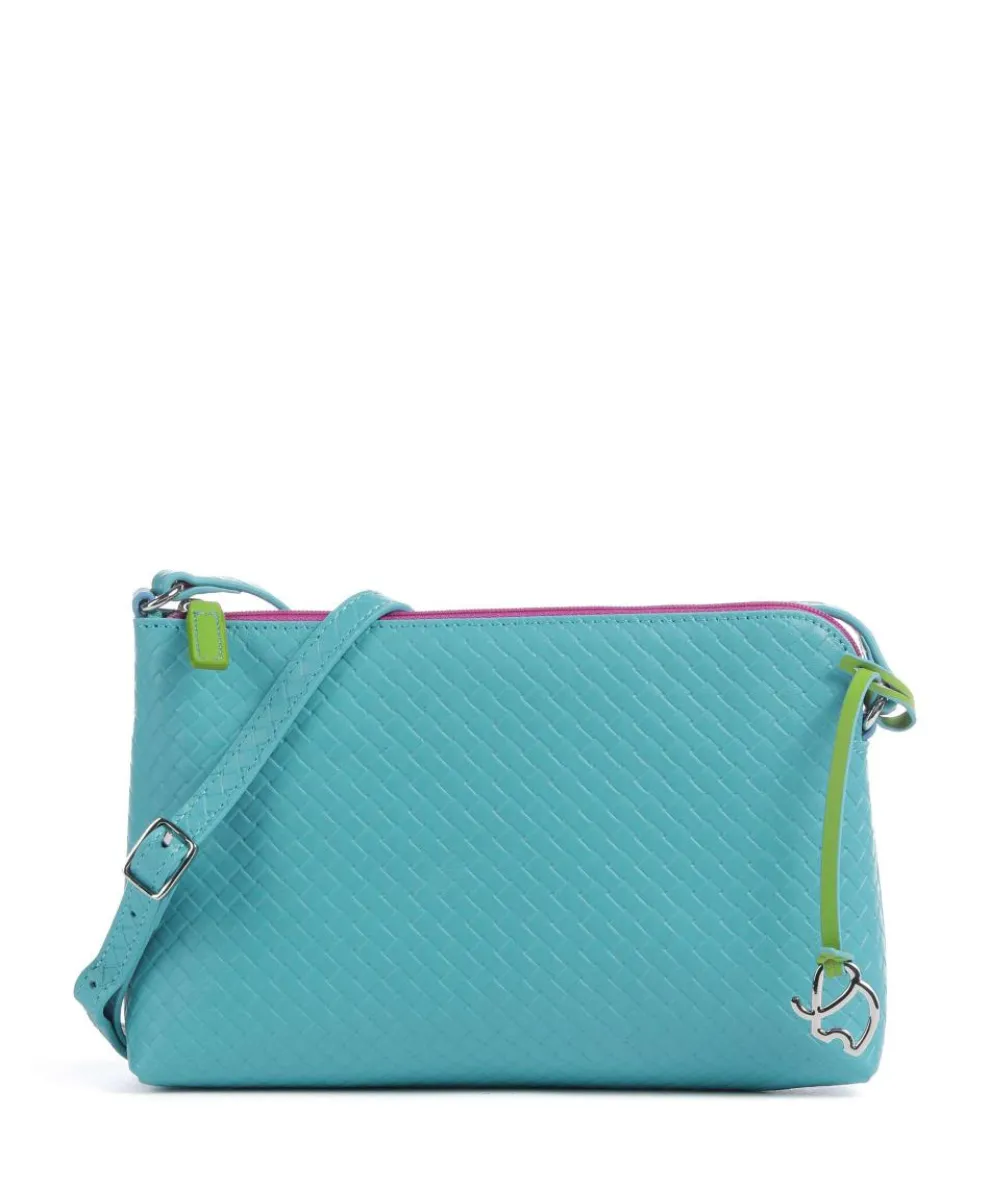 Umhängetasche geprägtes Rindsleder türkis