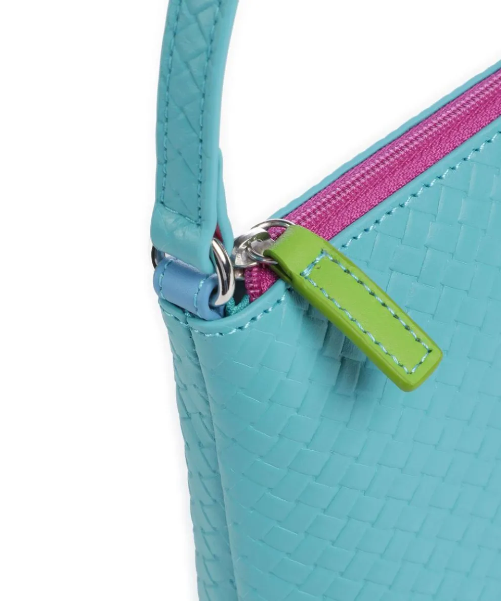 Umhängetasche geprägtes Rindsleder türkis