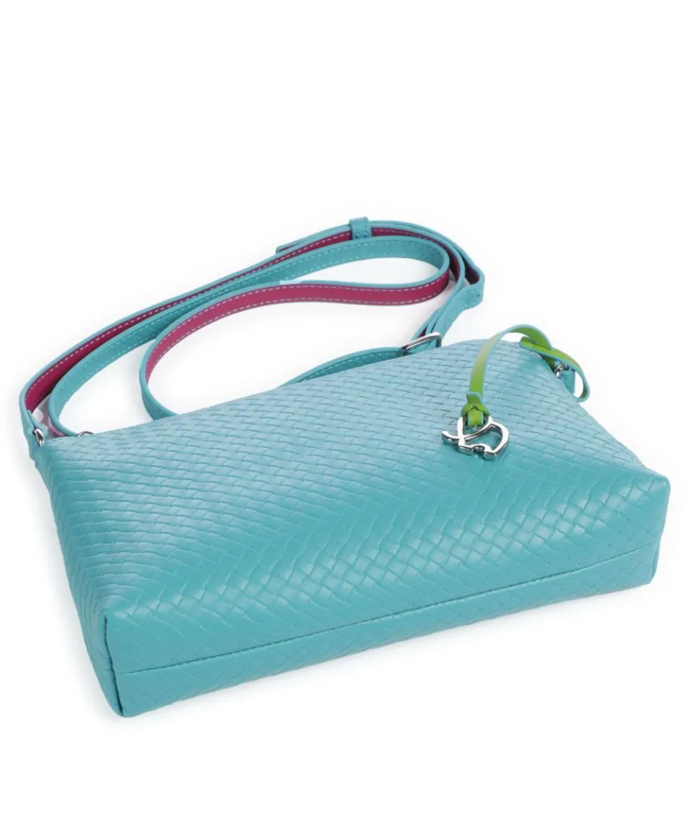 Umhängetasche geprägtes Rindsleder türkis