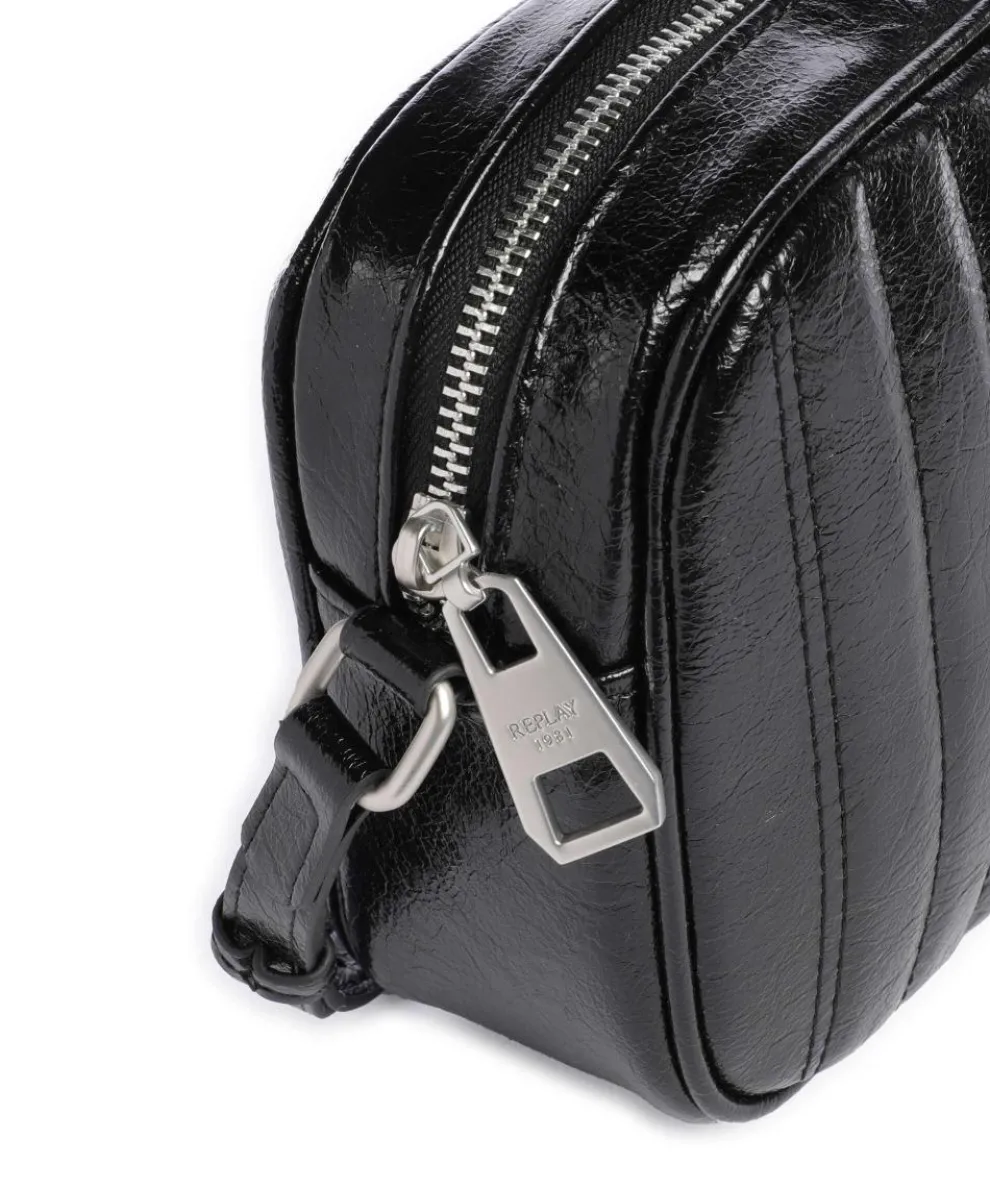 Umhängetasche Lederimitat schwarz