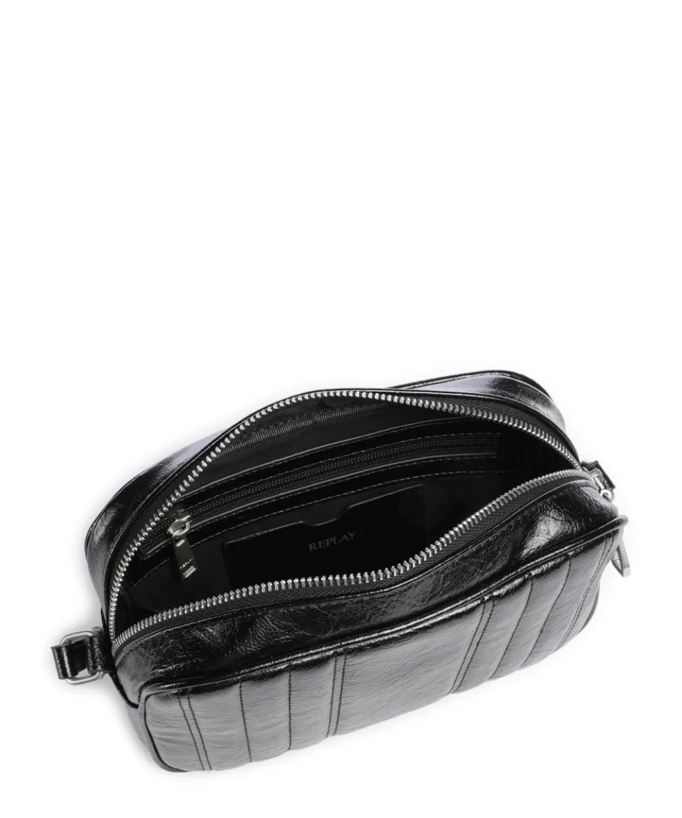 Umhängetasche Lederimitat schwarz