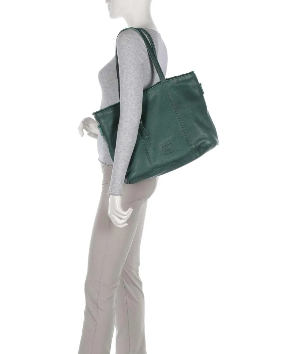 Inside Out Shopper genarbtes Leder dunkelgrün