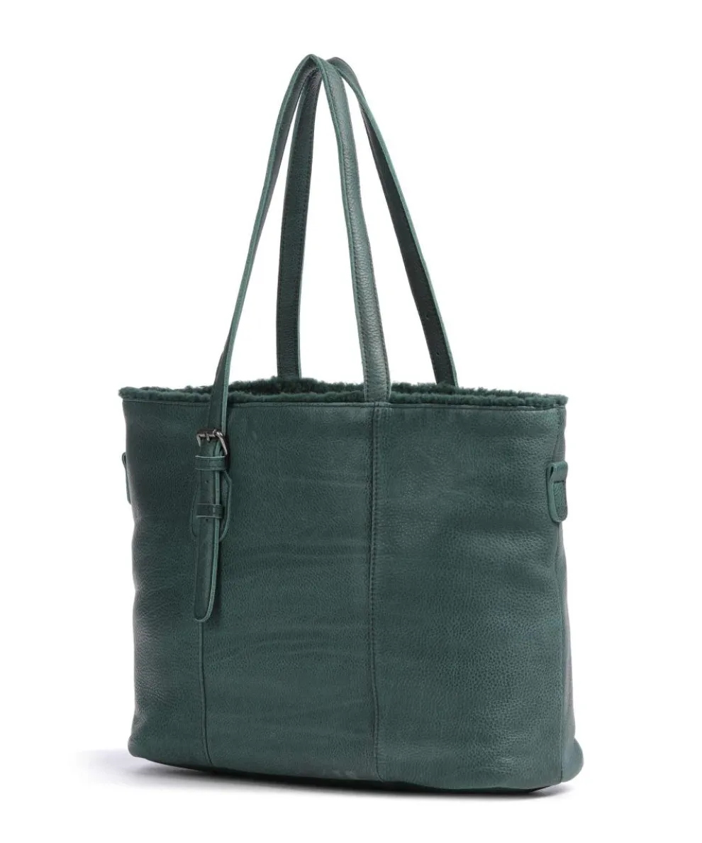 Inside Out Shopper genarbtes Leder dunkelgrün