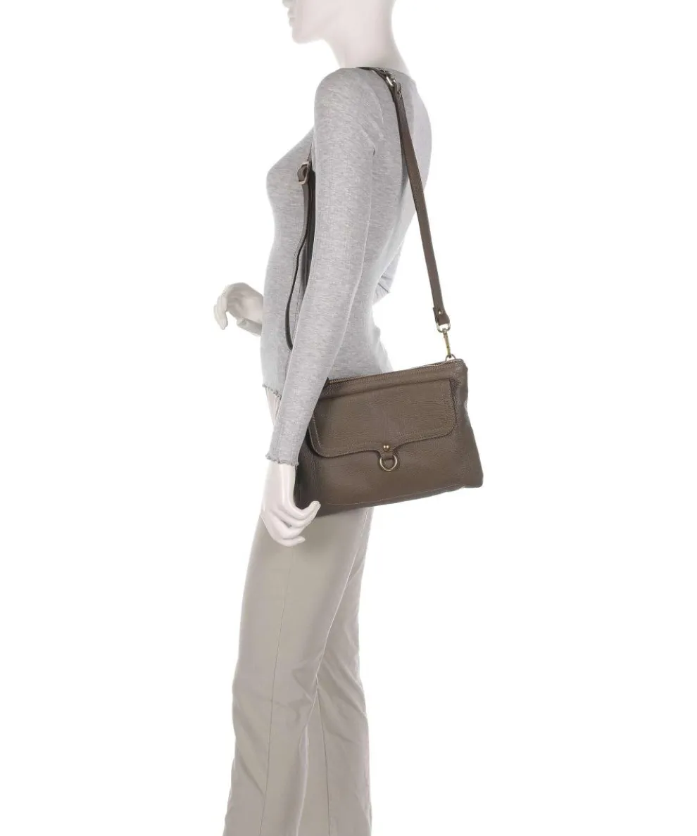 Urban Beyonce Schultertasche genarbtes Kalbsleder mud