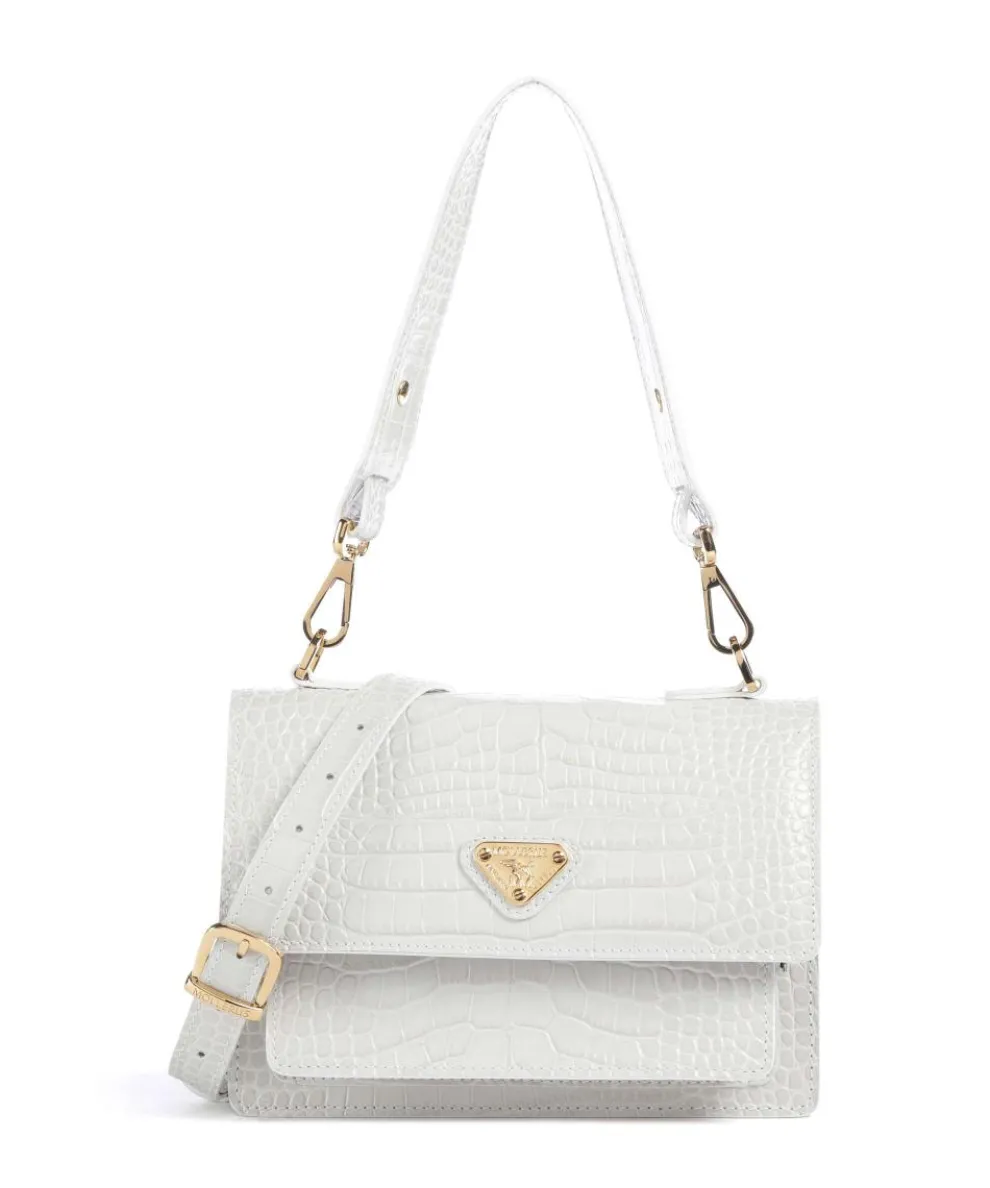 Ursy Schultertasche geprägtes Kalbsleder elfenbein