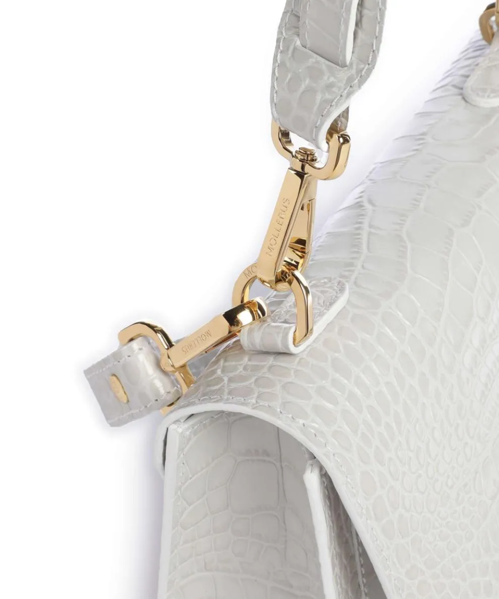 Ursy Schultertasche geprägtes Kalbsleder elfenbein