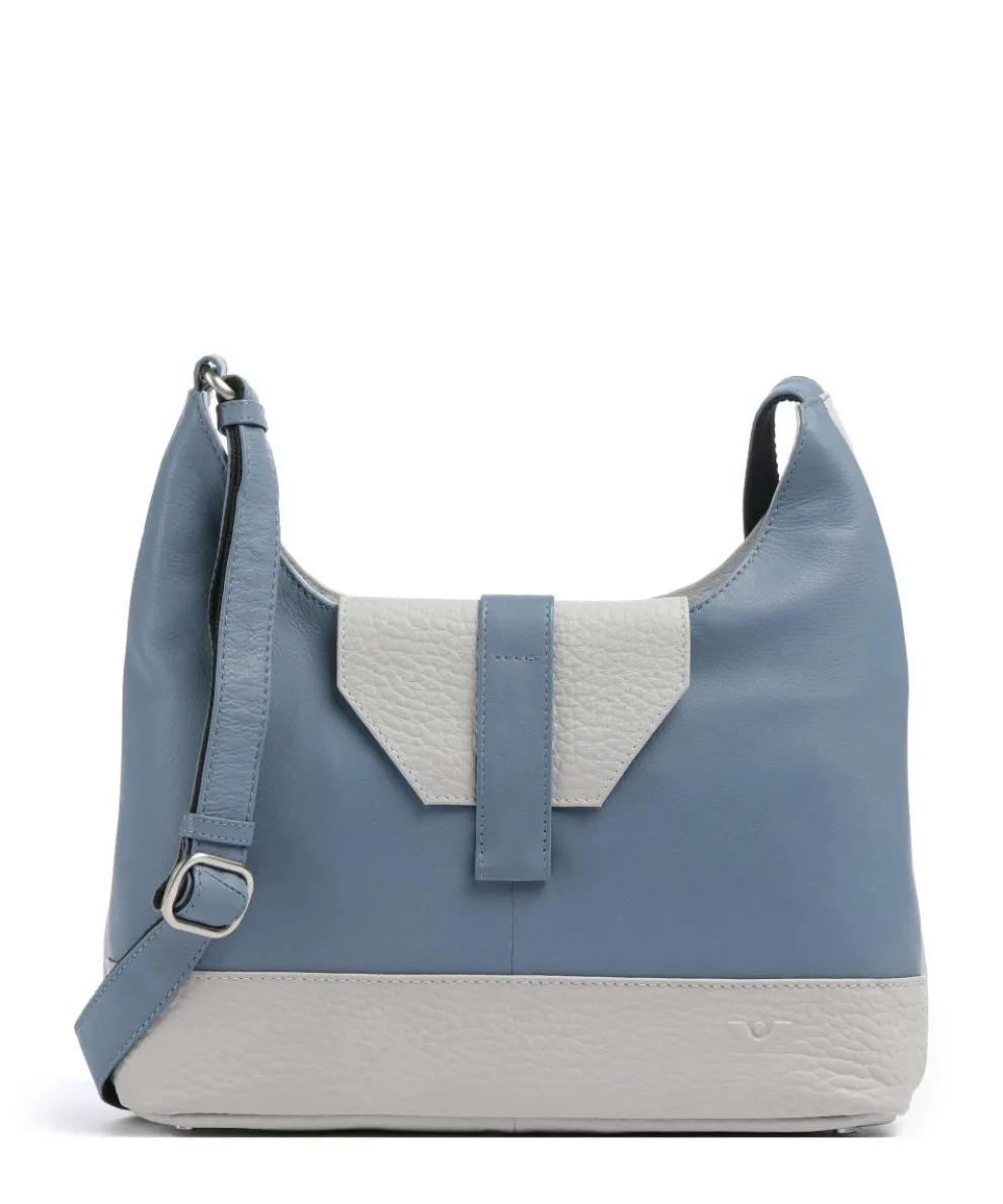 Boston Umhängetasche genarbtes Leder hellgrau