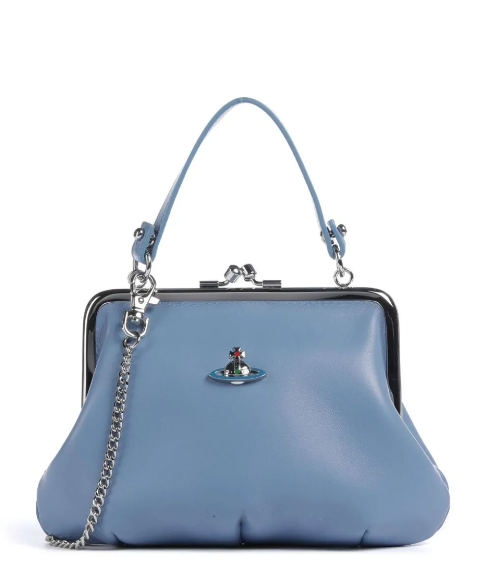 Granny Frame Nappa Umhängetasche Lammleder blau