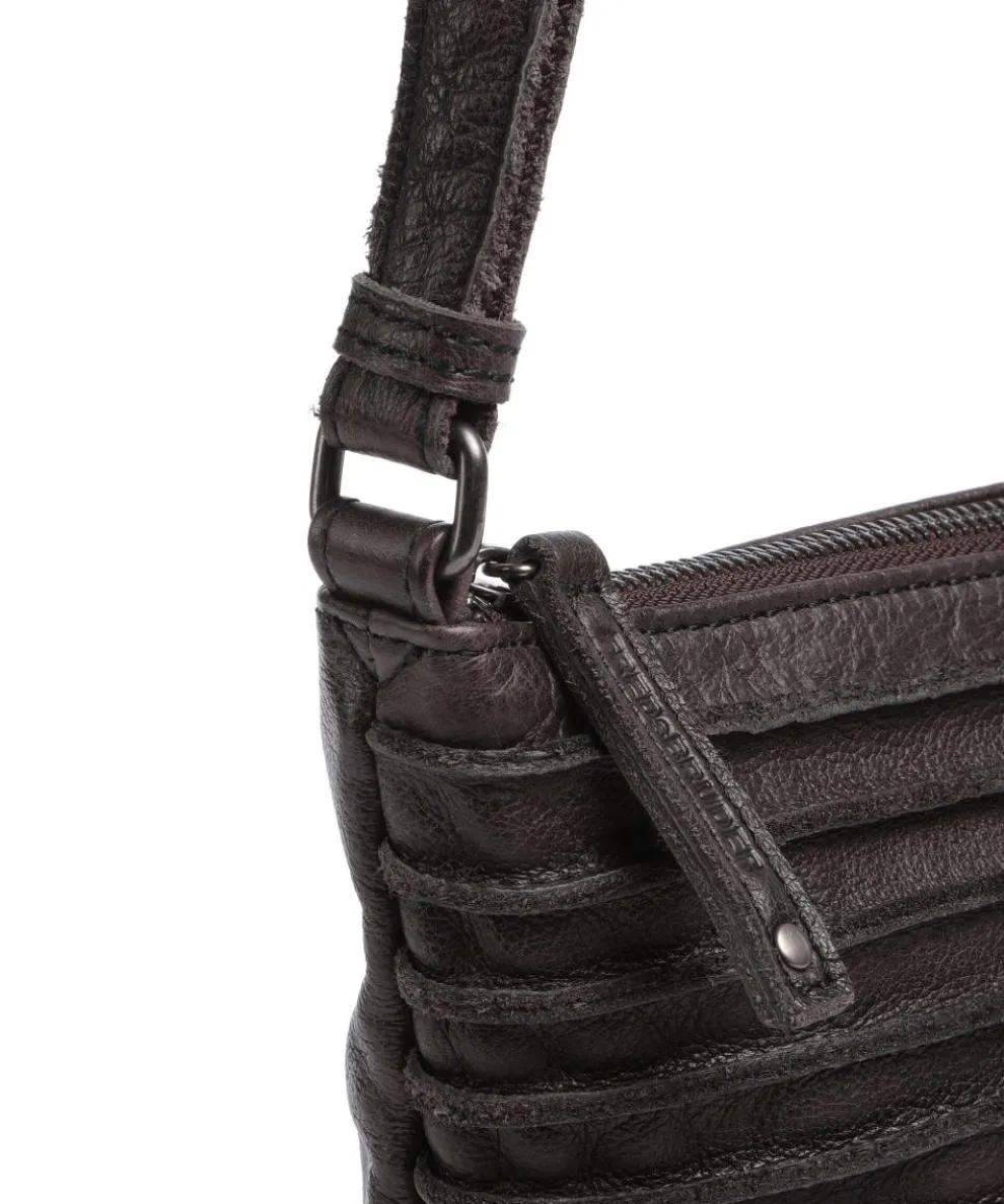 Riffelinchen Umhängetasche genarbtes Rindsleder dunkelbraun