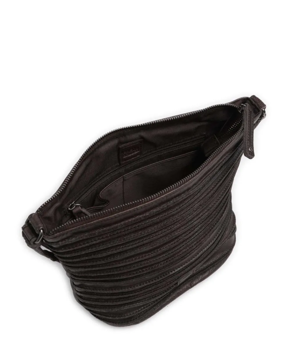 Riffelinchen Umhängetasche genarbtes Rindsleder dunkelbraun