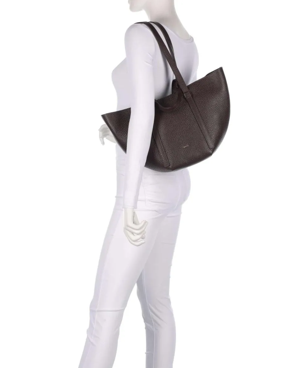 Tekla Cosmo Medium Shopper genarbtes Leder dunkelbraun