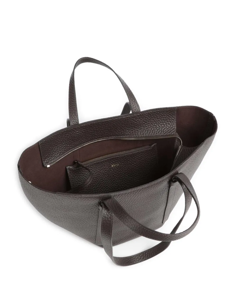 Tekla Cosmo Medium Shopper genarbtes Leder dunkelbraun