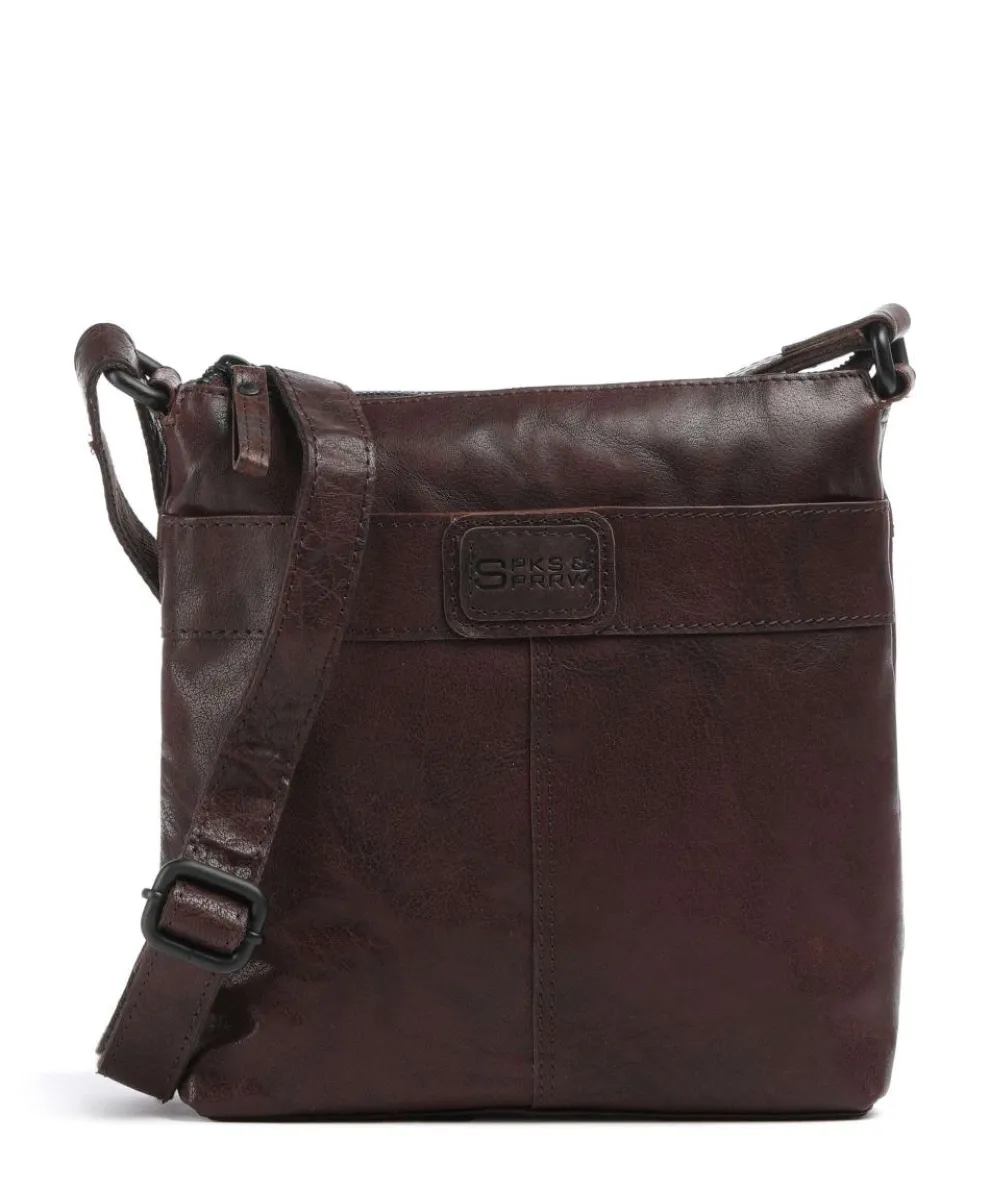 Bronco Deborah Umhängetasche fein genarbtes Leder dunkelbraun