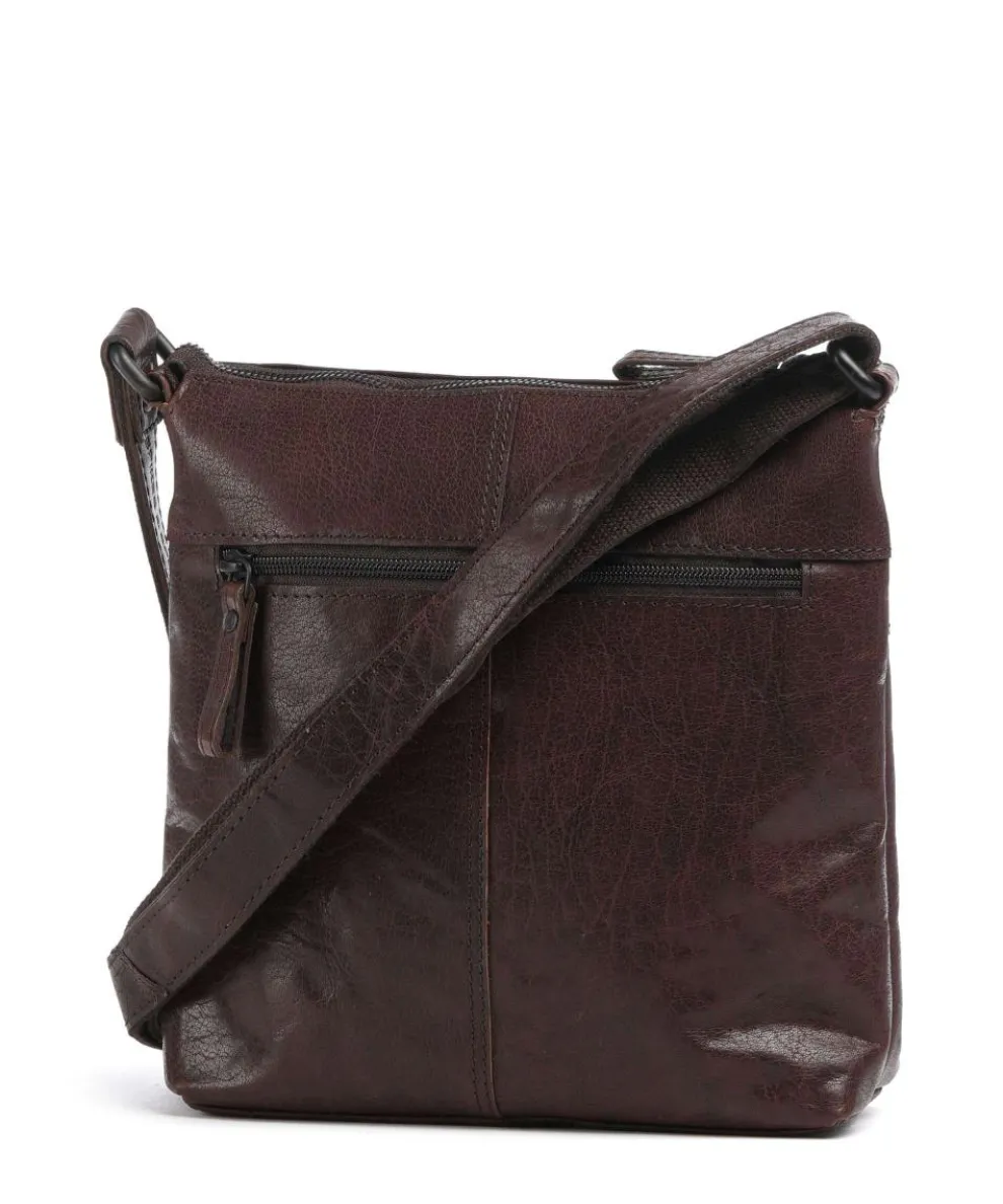 Bronco Deborah Umhängetasche fein genarbtes Leder dunkelbraun