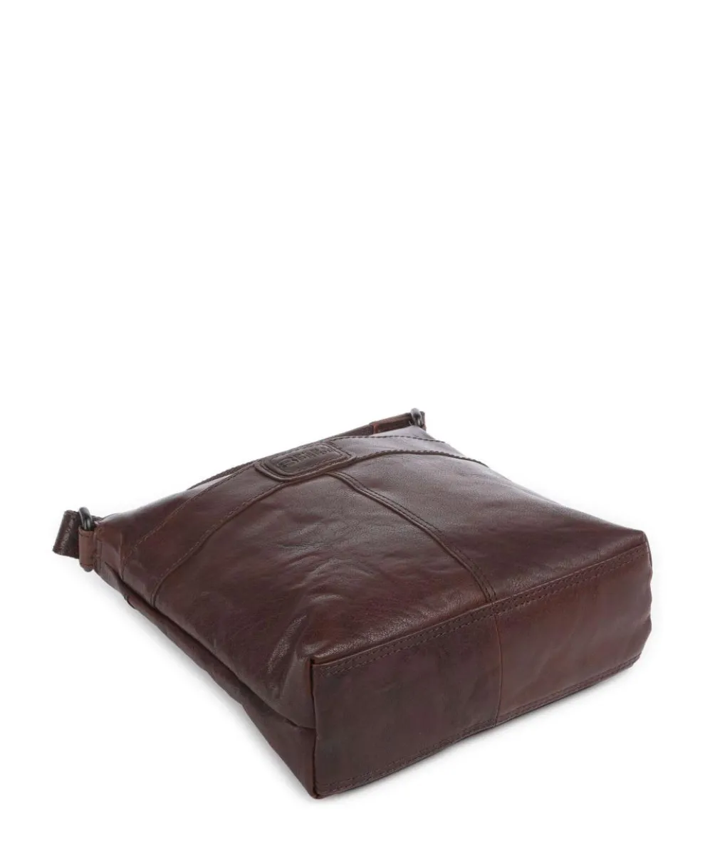 Bronco Deborah Umhängetasche fein genarbtes Leder dunkelbraun