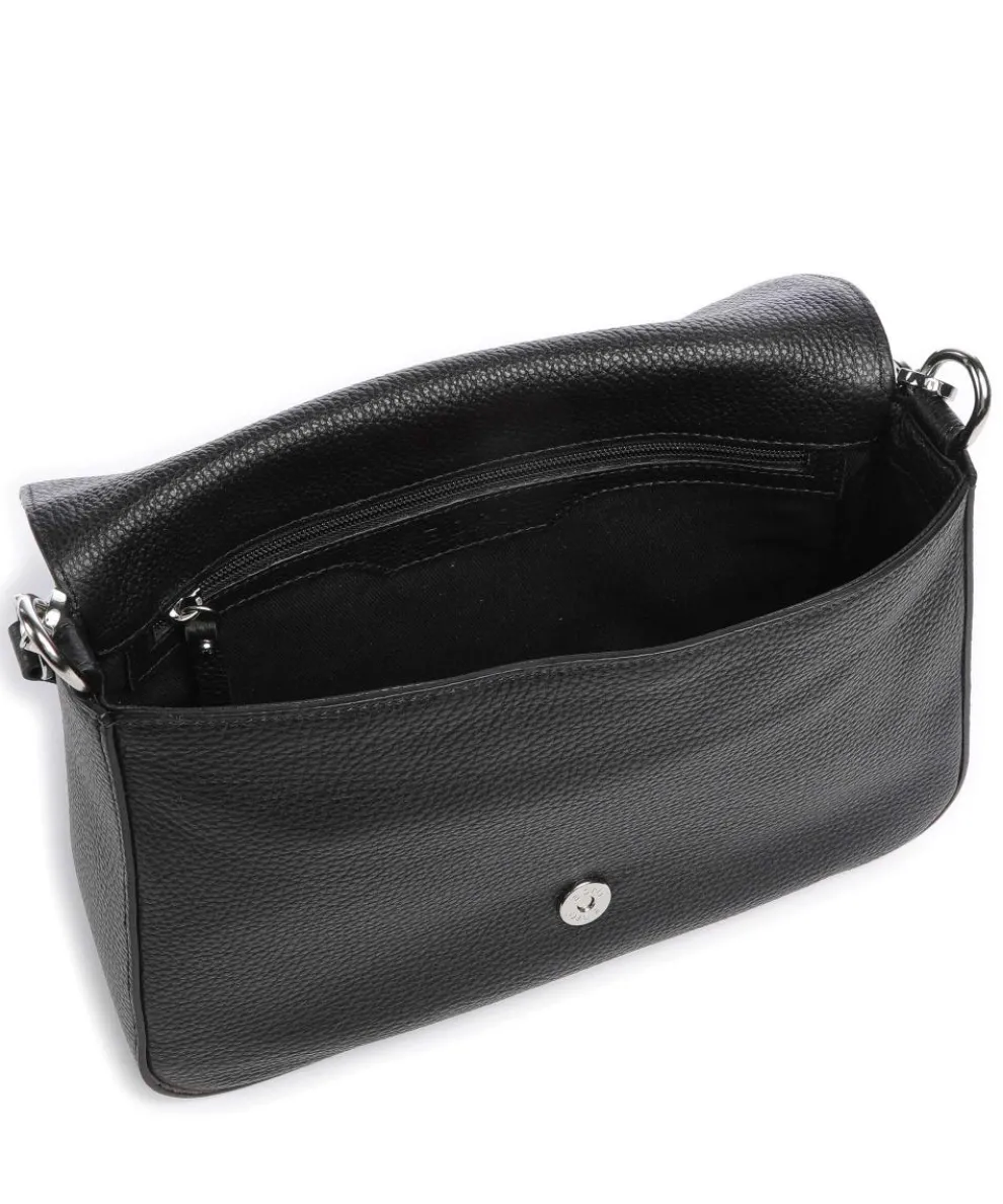 Adria Lulu Schultertasche genarbtes Rindsleder schwarz