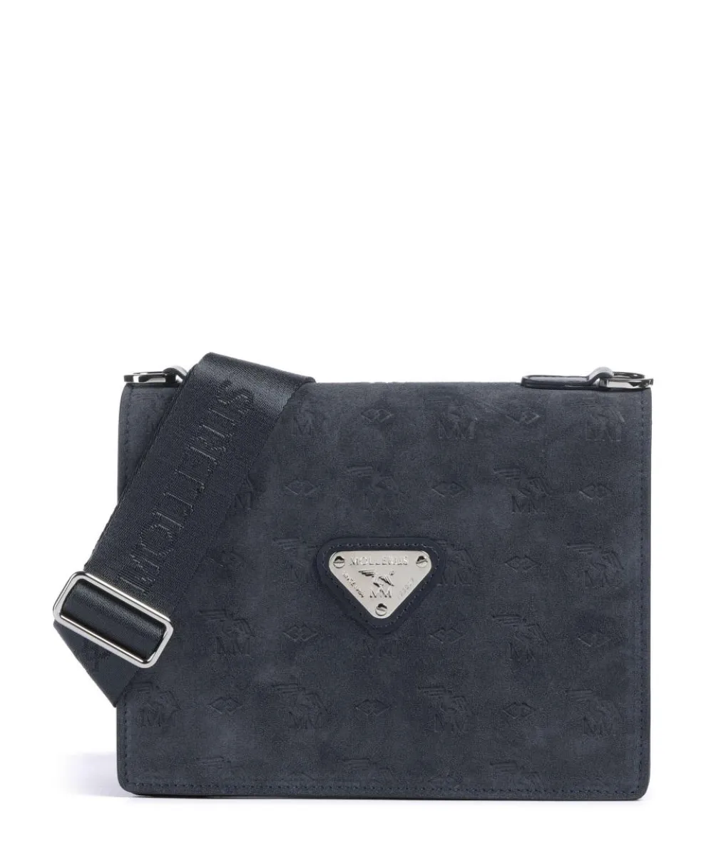 Vinour Vinerus Melide Umhängetasche Canvas, glattes Kalbsleder, aufgerautes Kalbsleder dunkelblau