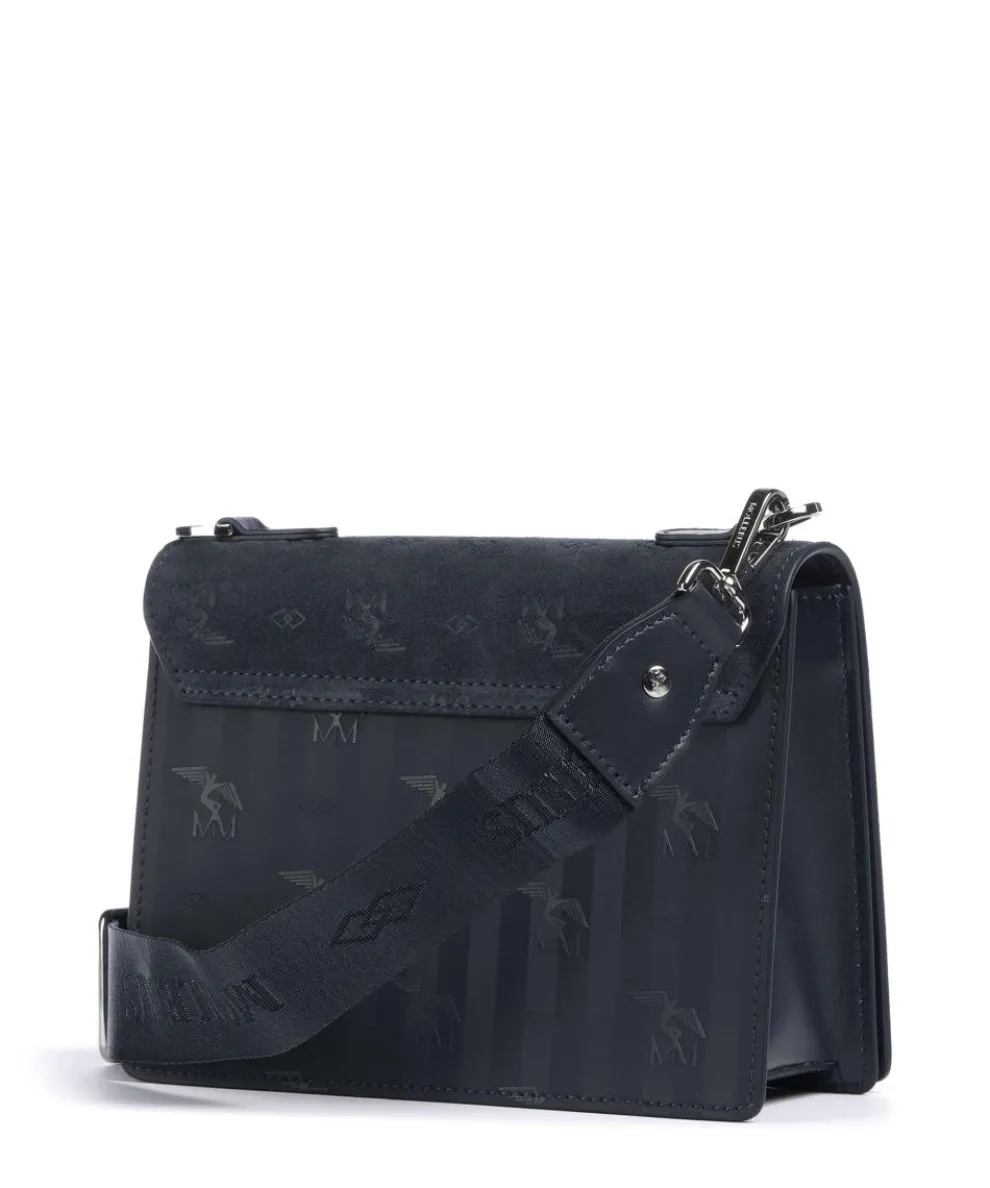 Vinour Vinerus Melide Umhängetasche Canvas, glattes Kalbsleder, aufgerautes Kalbsleder dunkelblau