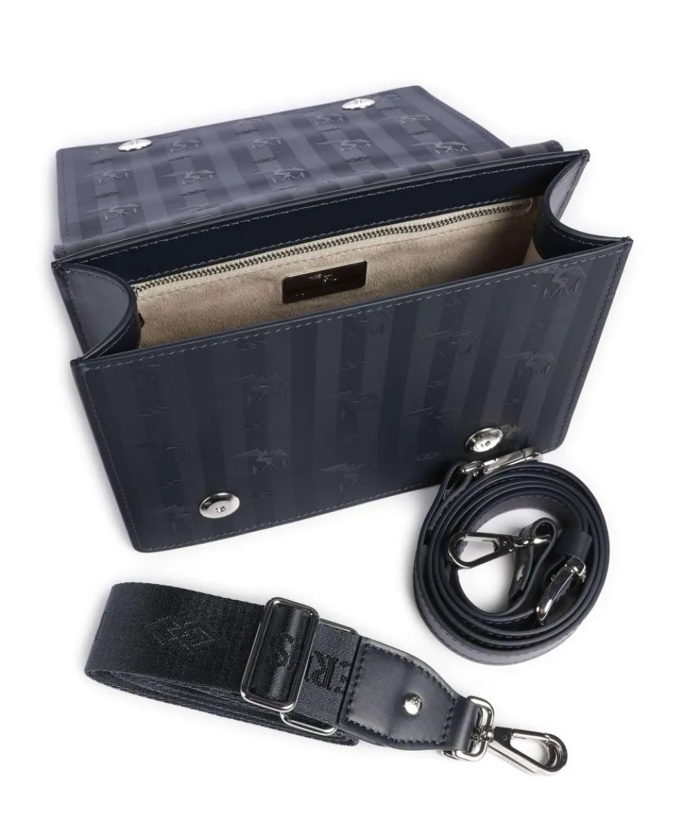 Vinour Vinerus Melide Umhängetasche Canvas, glattes Kalbsleder, aufgerautes Kalbsleder dunkelblau