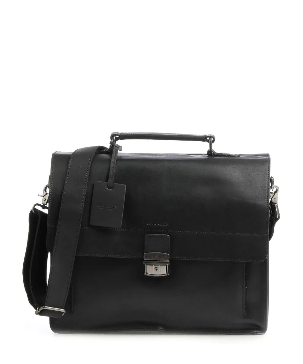 Vintage Scott Aktentasche fein genarbtes Leder schwarz