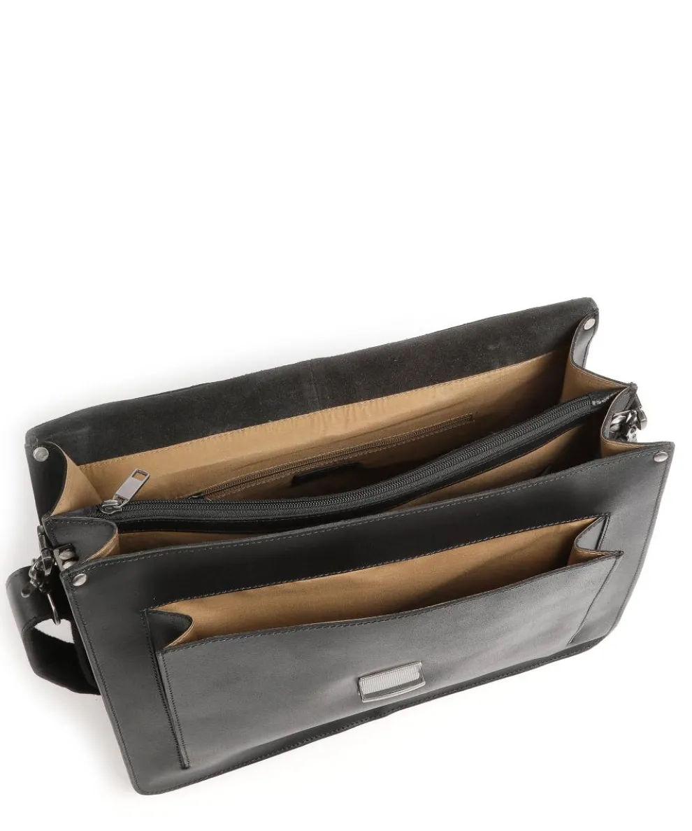 Vintage Scott Aktentasche fein genarbtes Leder schwarz